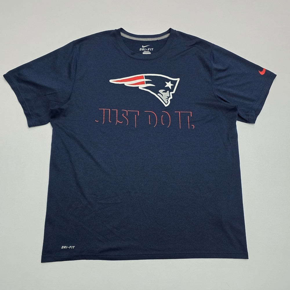 Nike New England Patriots Just Do It Dri-FIT Shirt Mens XL Navy Blue 559535-41S